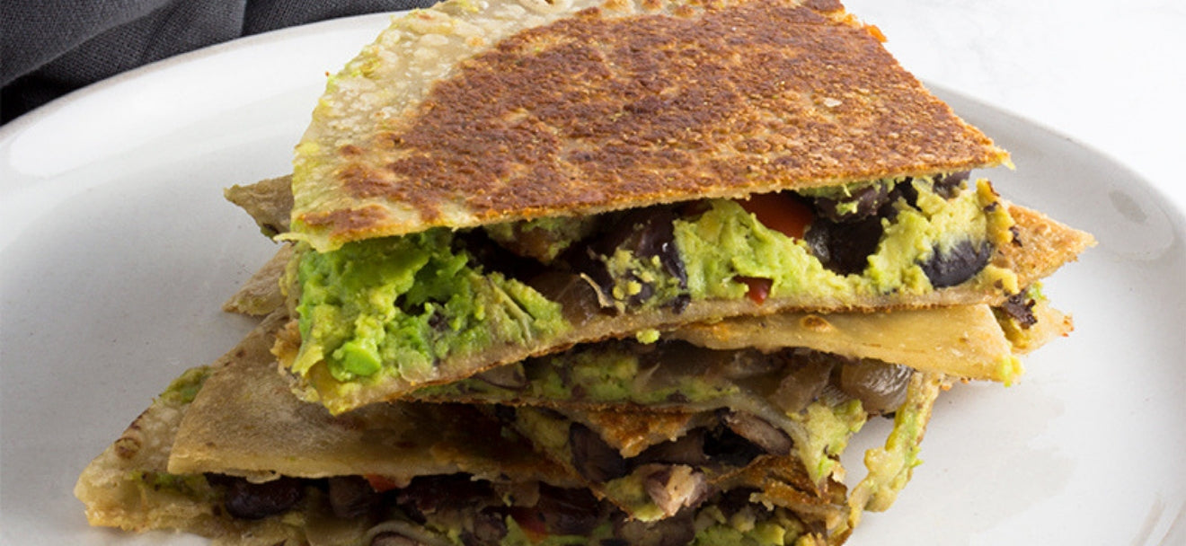 VEGETABLE, BLACK BEAN & AVOCADO QUESADILLAS