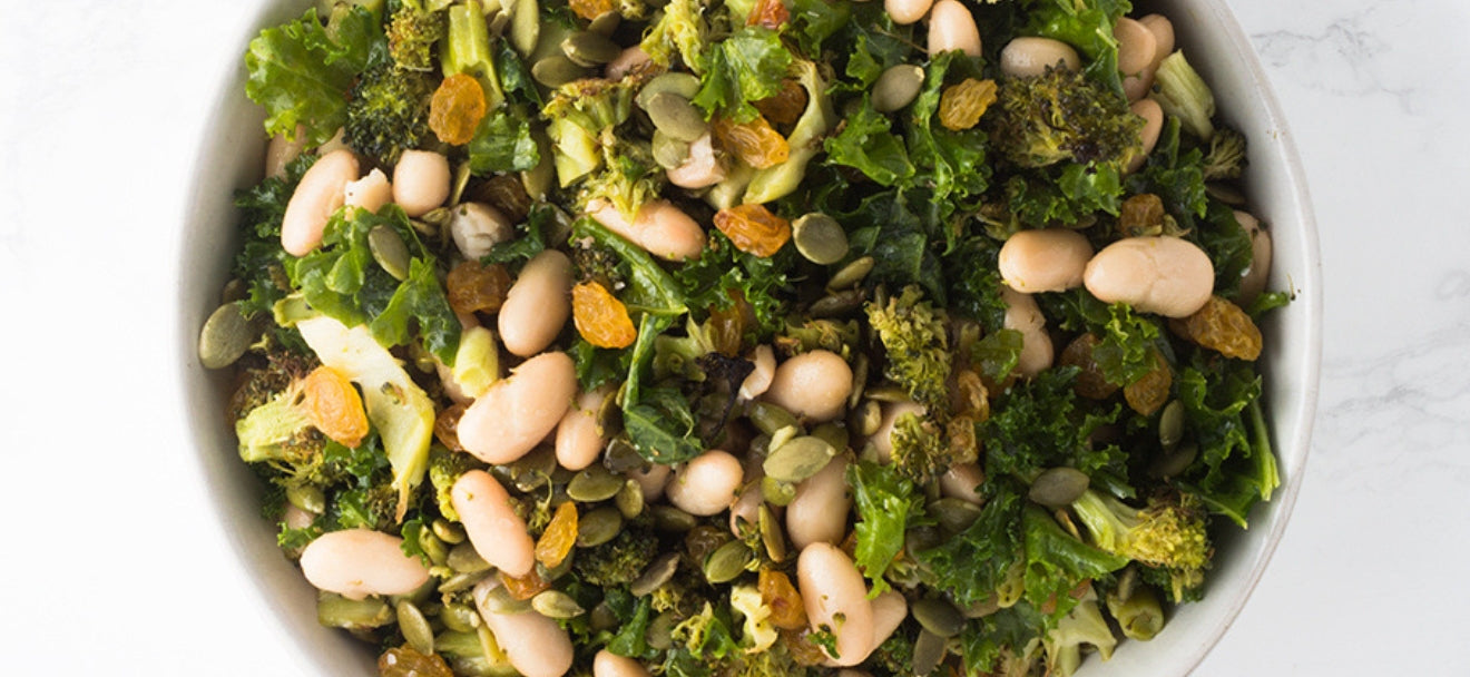 ROASTED BROCCOLI SALAD WITH WHITE BEANS