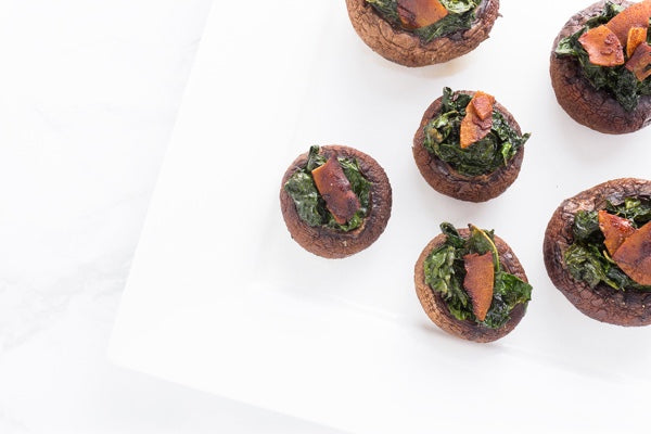 KALE STUFFED MUSHROOMS WITH COCONUT BACON