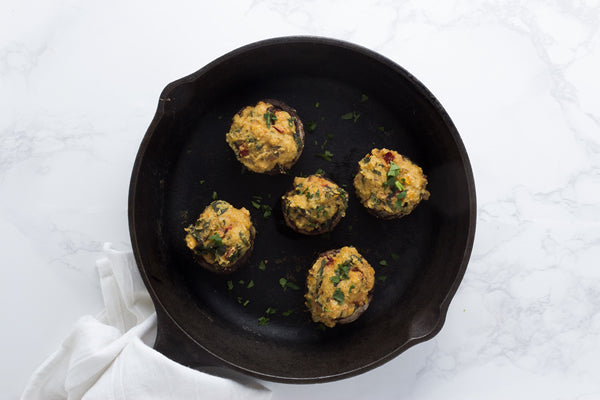 LENTIL & SWISS CHARD STUFFED MUSHROOMS