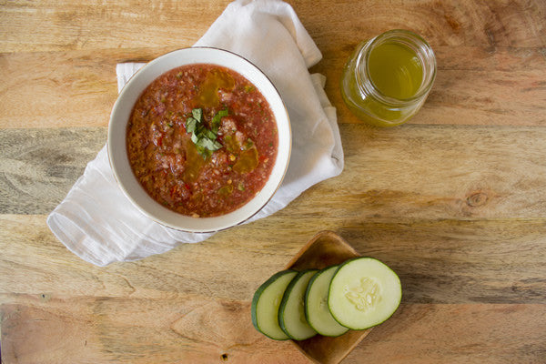 WATERMELON GAZPACHO WITH BASIL HERB OIL