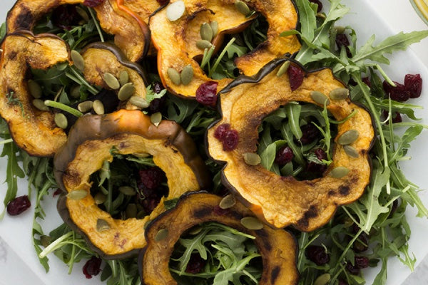 ROASTED ACORN SQUASH SALAD WITH MAPLE VINAIGRETTE